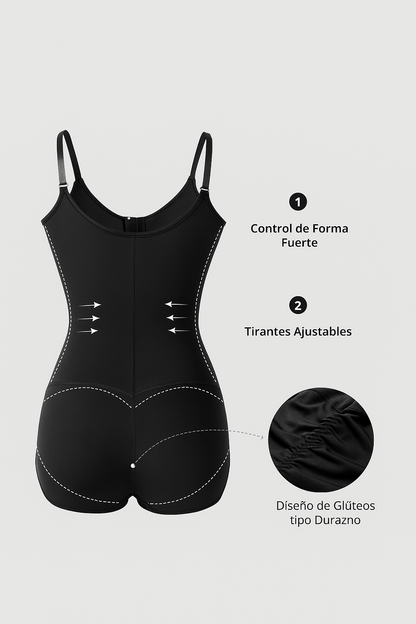 Body reductor con cierre frontal y diseño de costuras – Color sólido