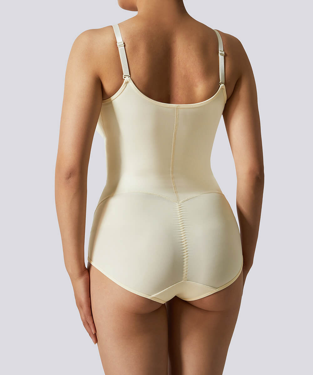 Body reductor con cierre frontal y diseño de costuras – Color sólido