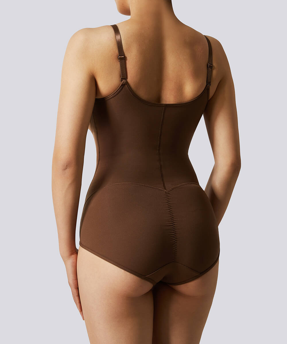 Body reductor con cierre frontal y diseño de costuras – Color sólido